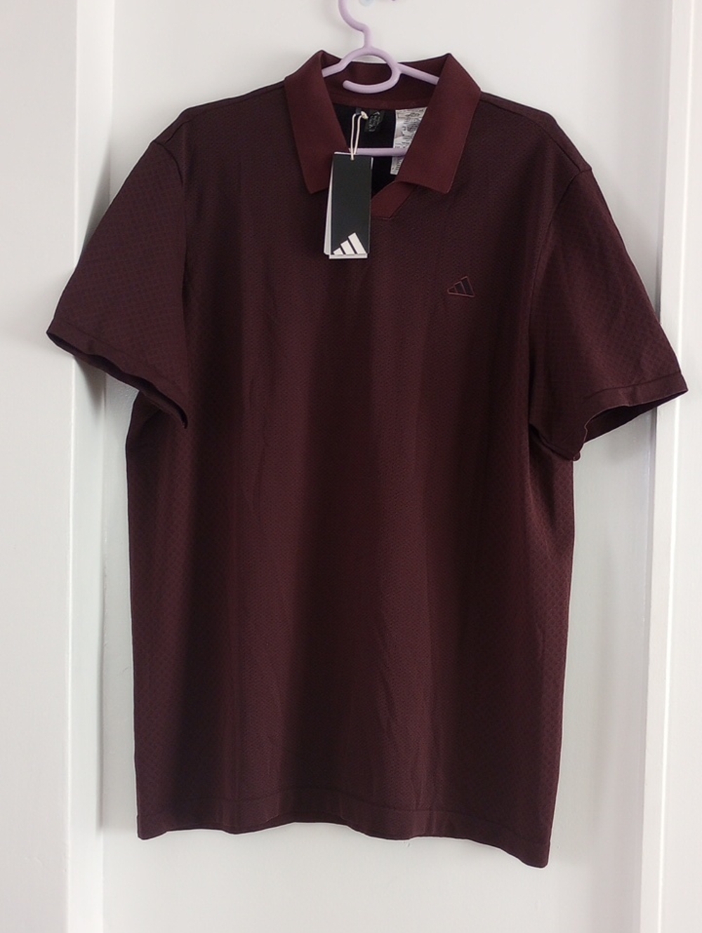 adidas Deep Maroon Ruby Black Polo Shirt Size L
